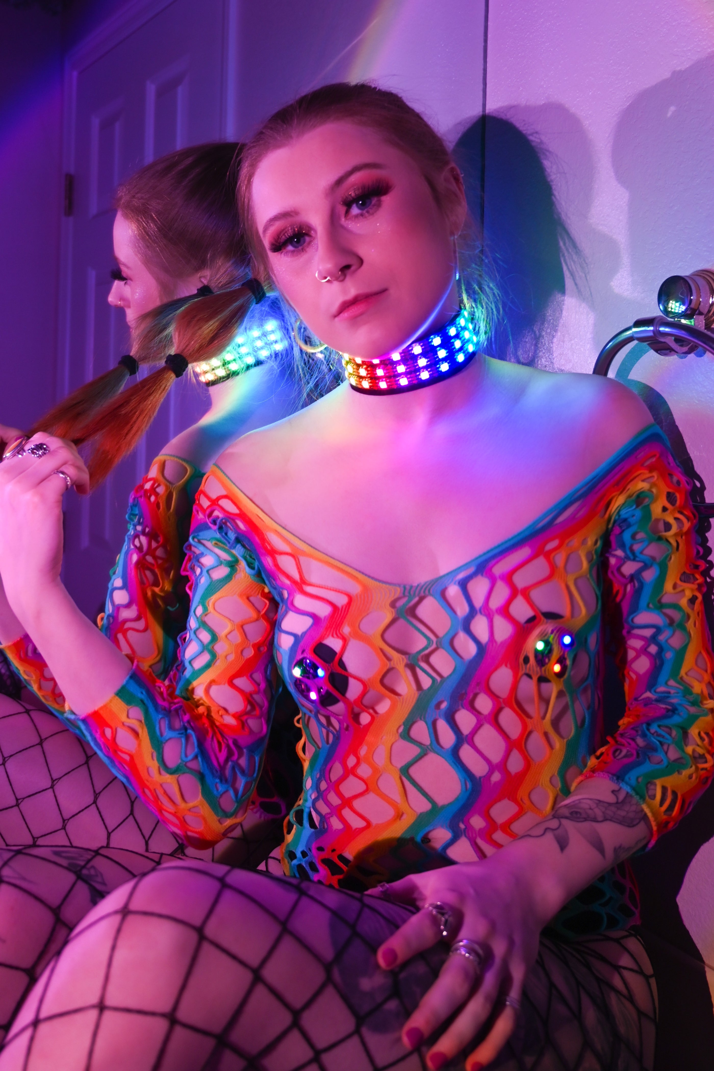 LED Choker Necklace with Battery Pack