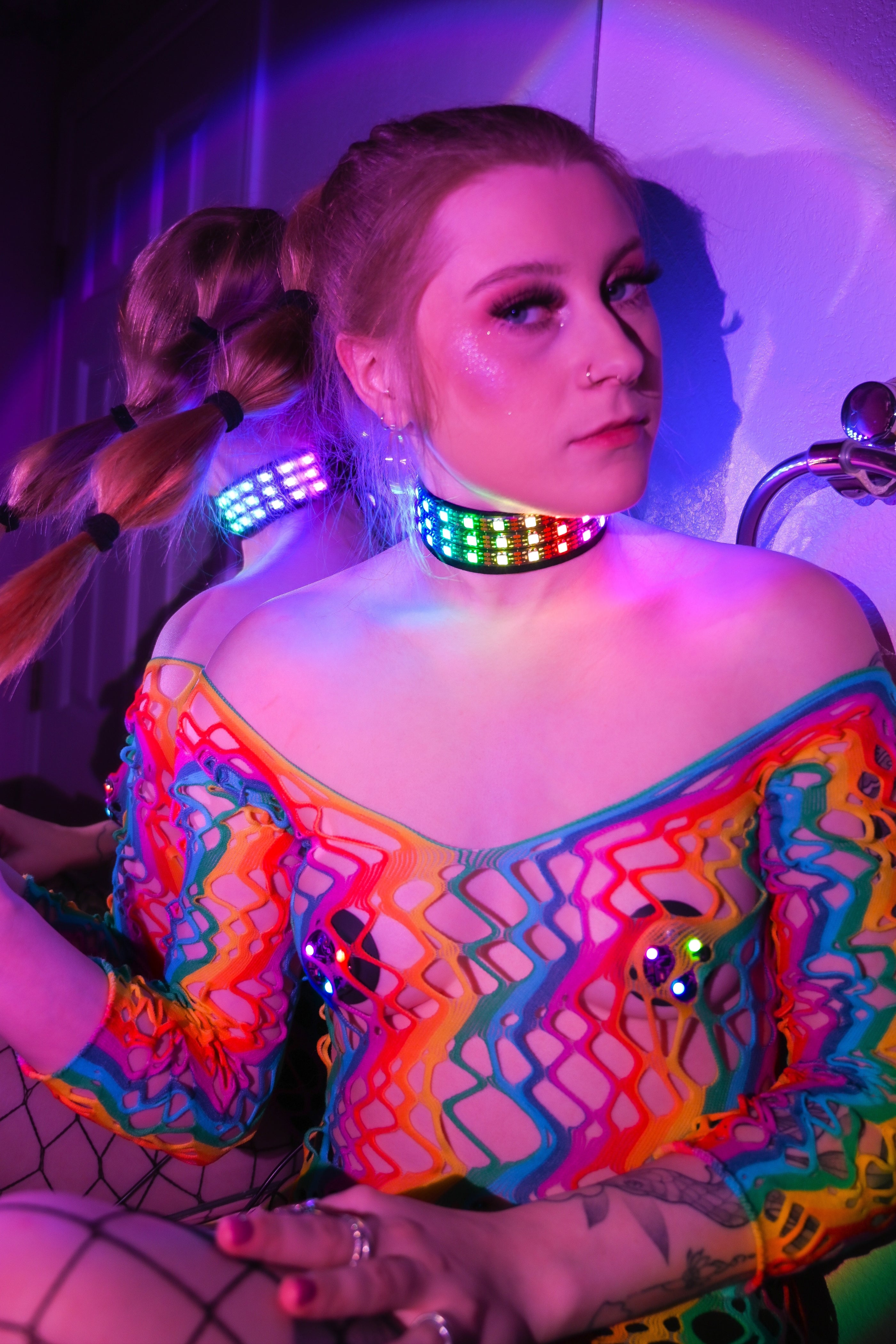 LED Choker Necklace with Battery Pack