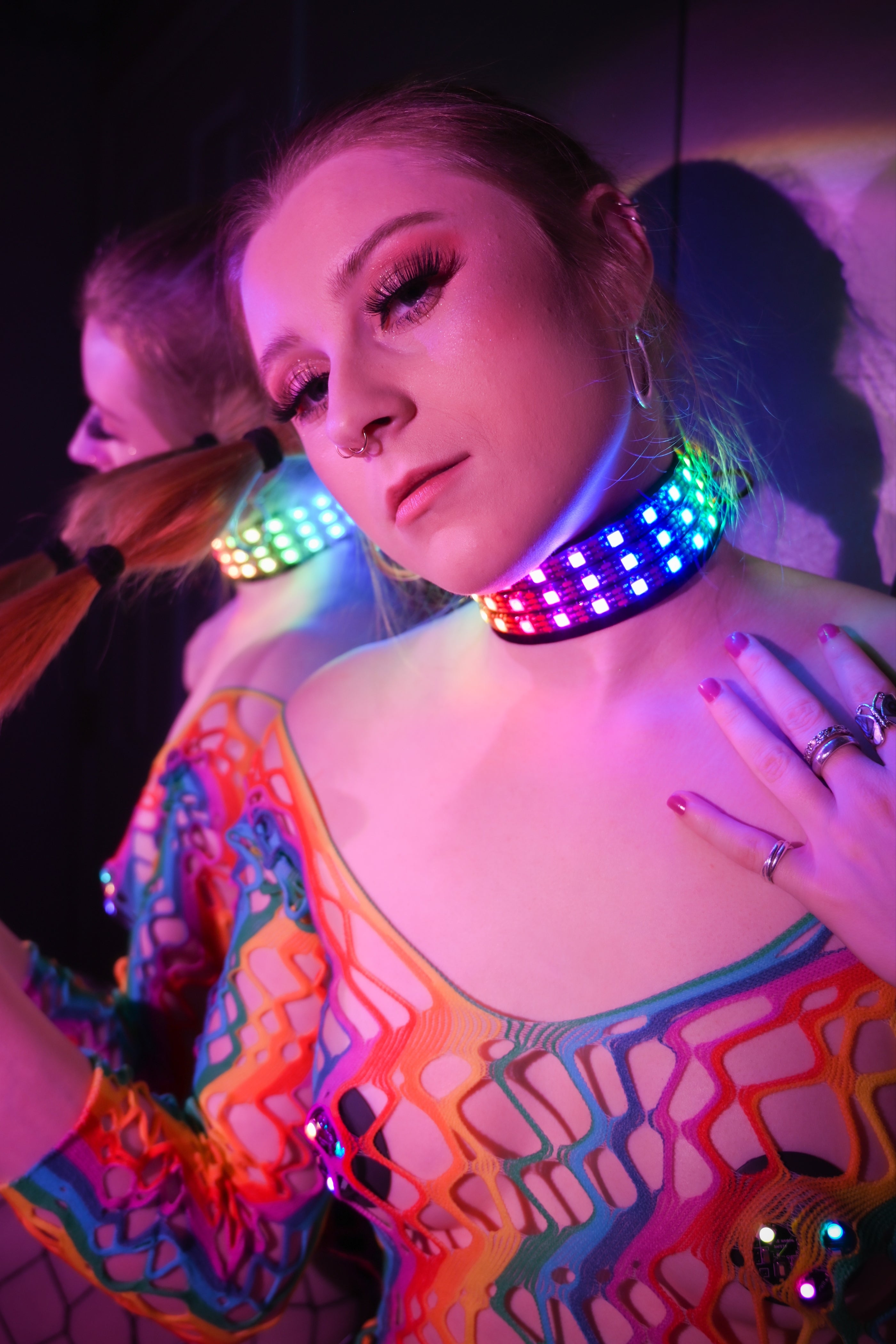 LED Choker Necklace with Battery Pack