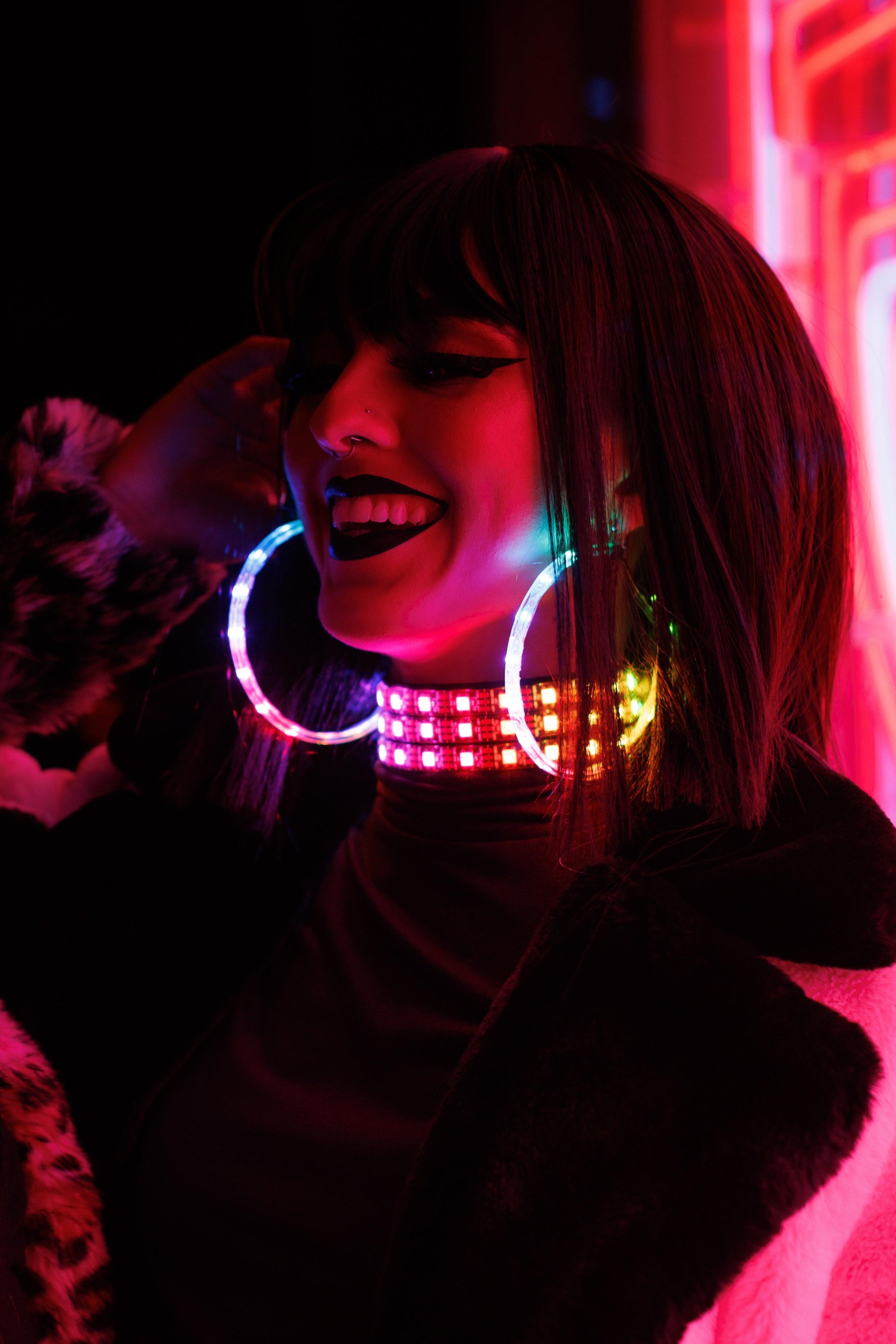 LED Clip-on Hoop Earrings with Battery Pack
