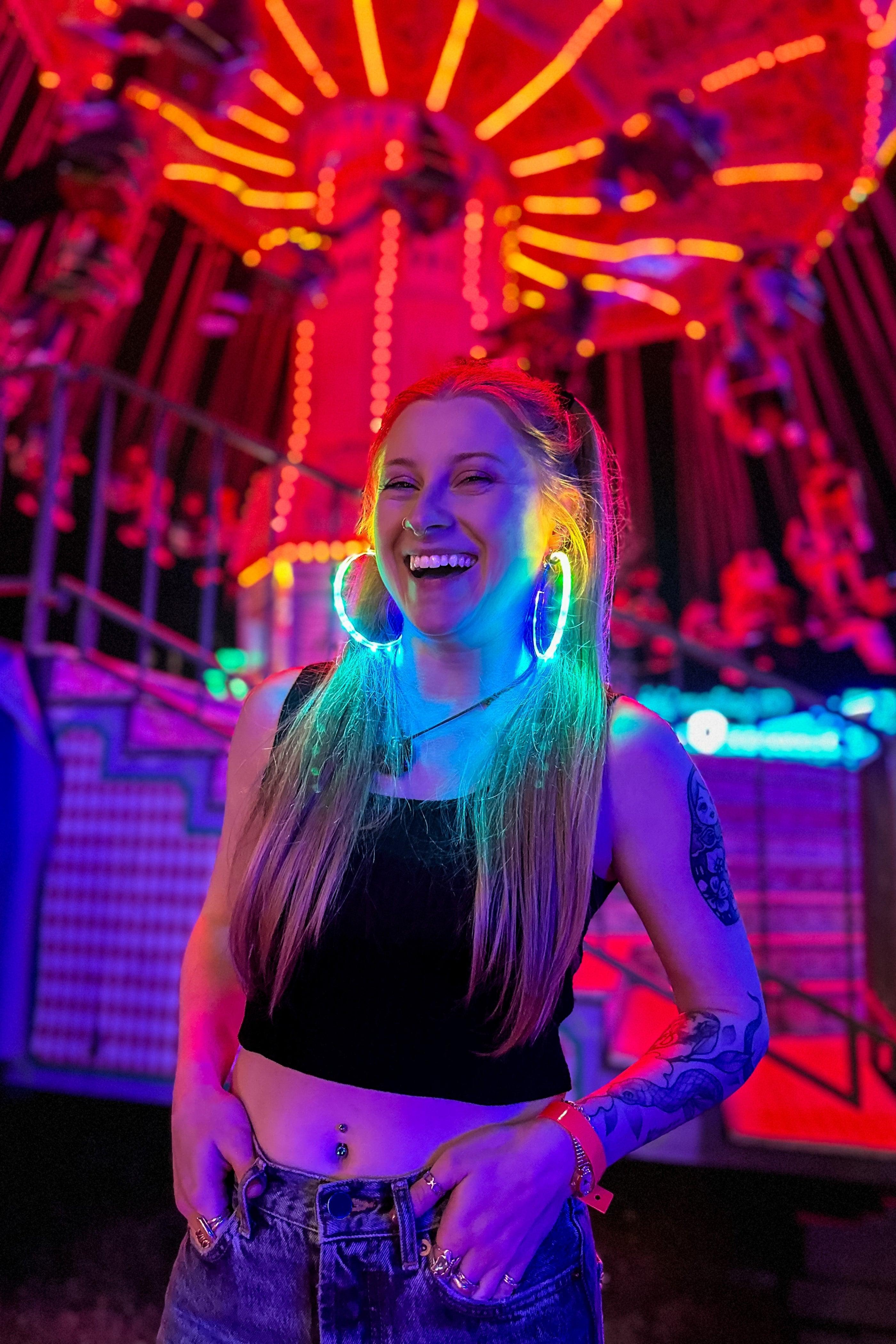LED Clip-on Hoop Earrings with Battery Pack