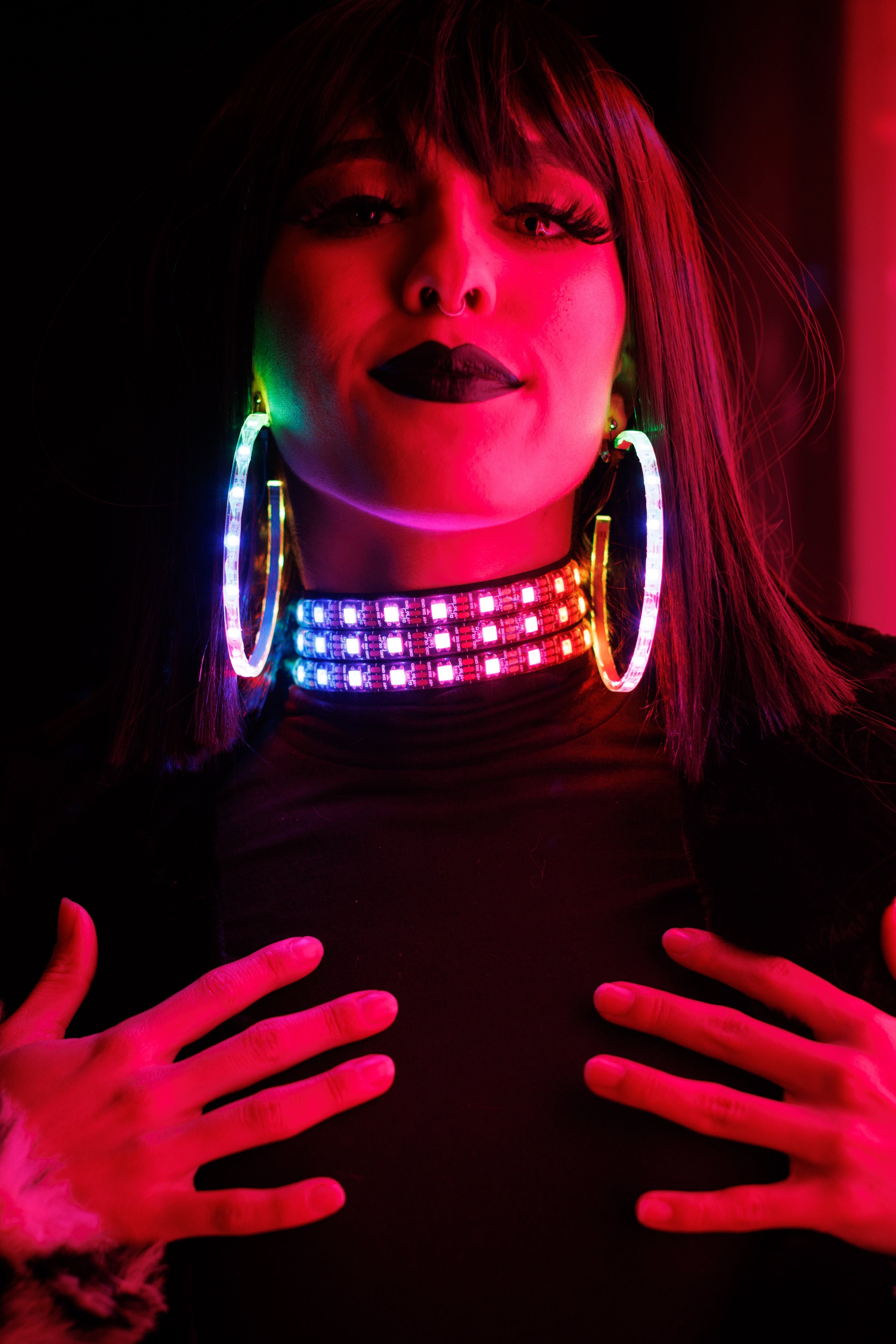 LED Clip-on Hoop Earrings with Battery Pack