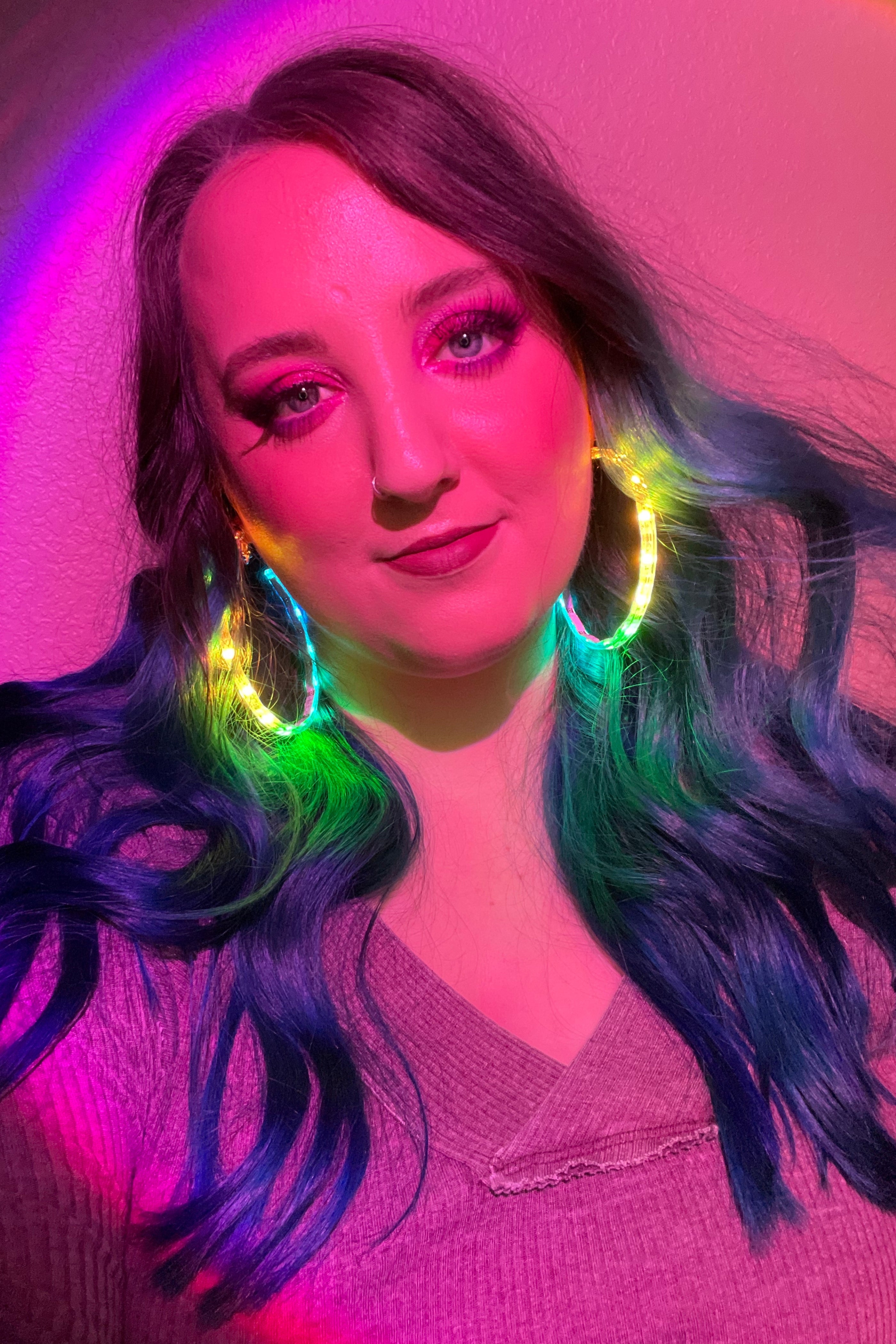 LED Clip-on Hoop Earrings with Battery Pack