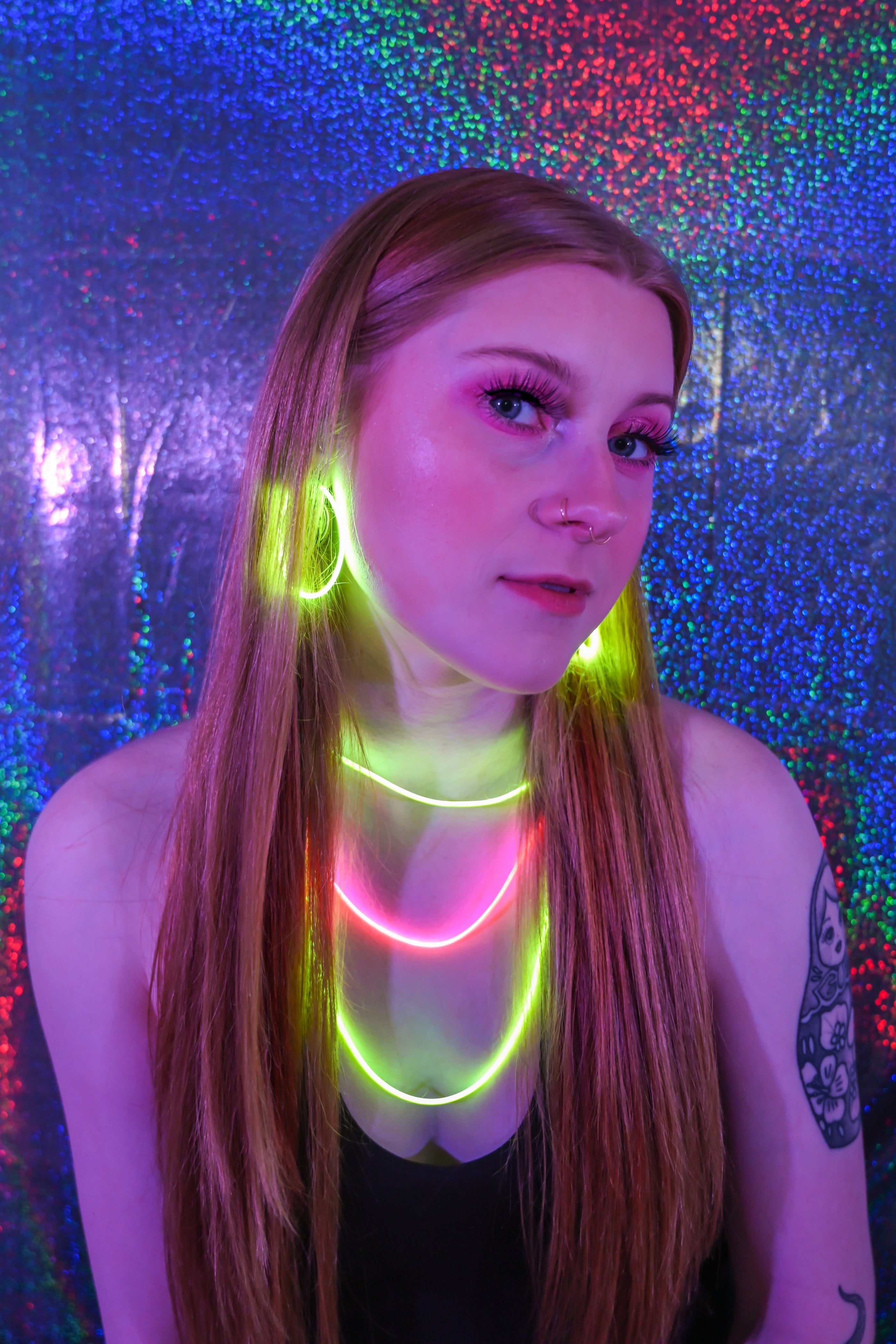 Neon Noods Necklaces | Handmade Prototypes | "Noodle" Filament LED Choker Necklaces