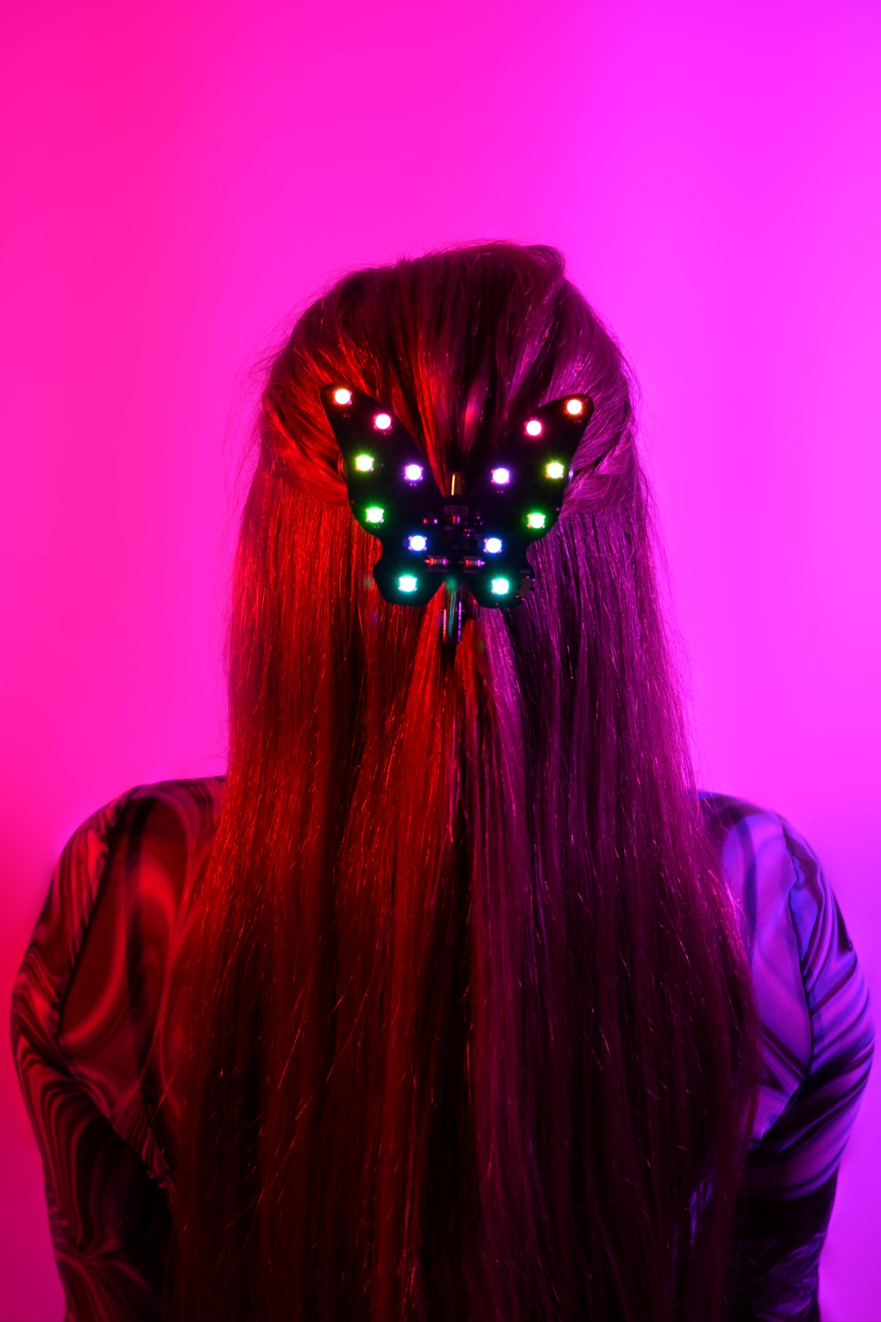 Swallowtail Butterfly Clip (Sound Reactive LED Hair Clip for festivals & raves)