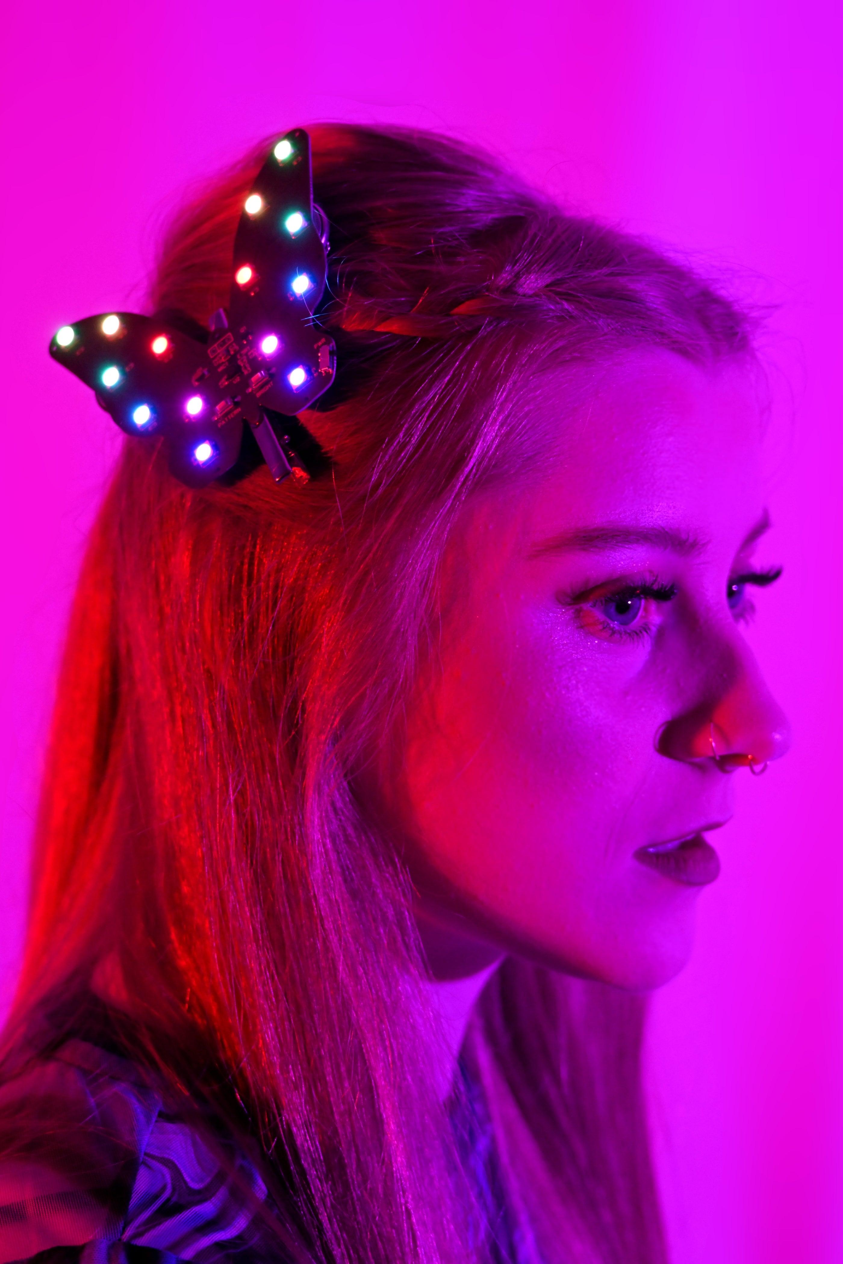 Swallowtail Butterfly Clip (Sound Reactive LED Hair Clip for festivals & raves)