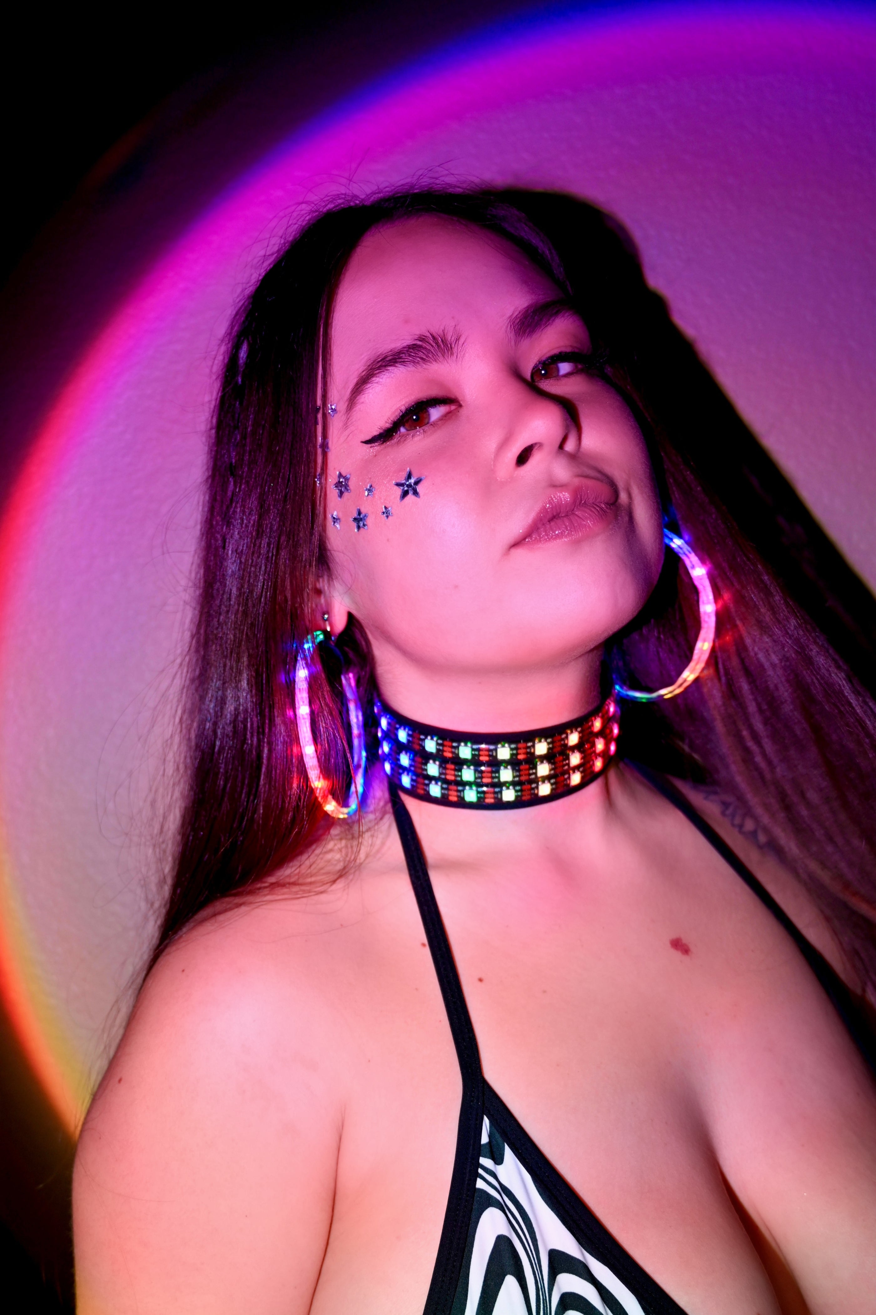 LED Clip-on Hoop Earrings with Battery Pack