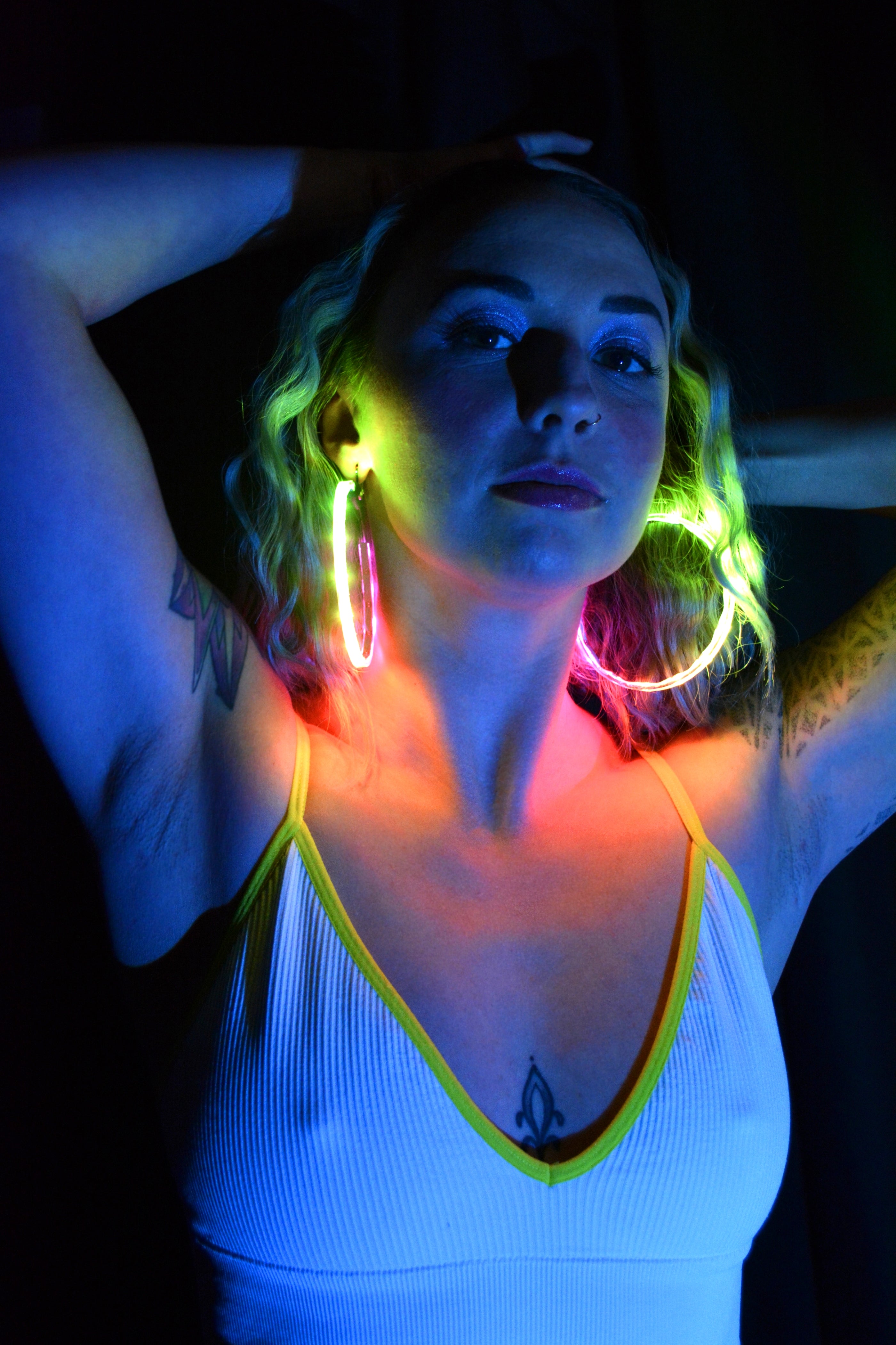 LED Clip-on Hoop Earrings with Battery Pack