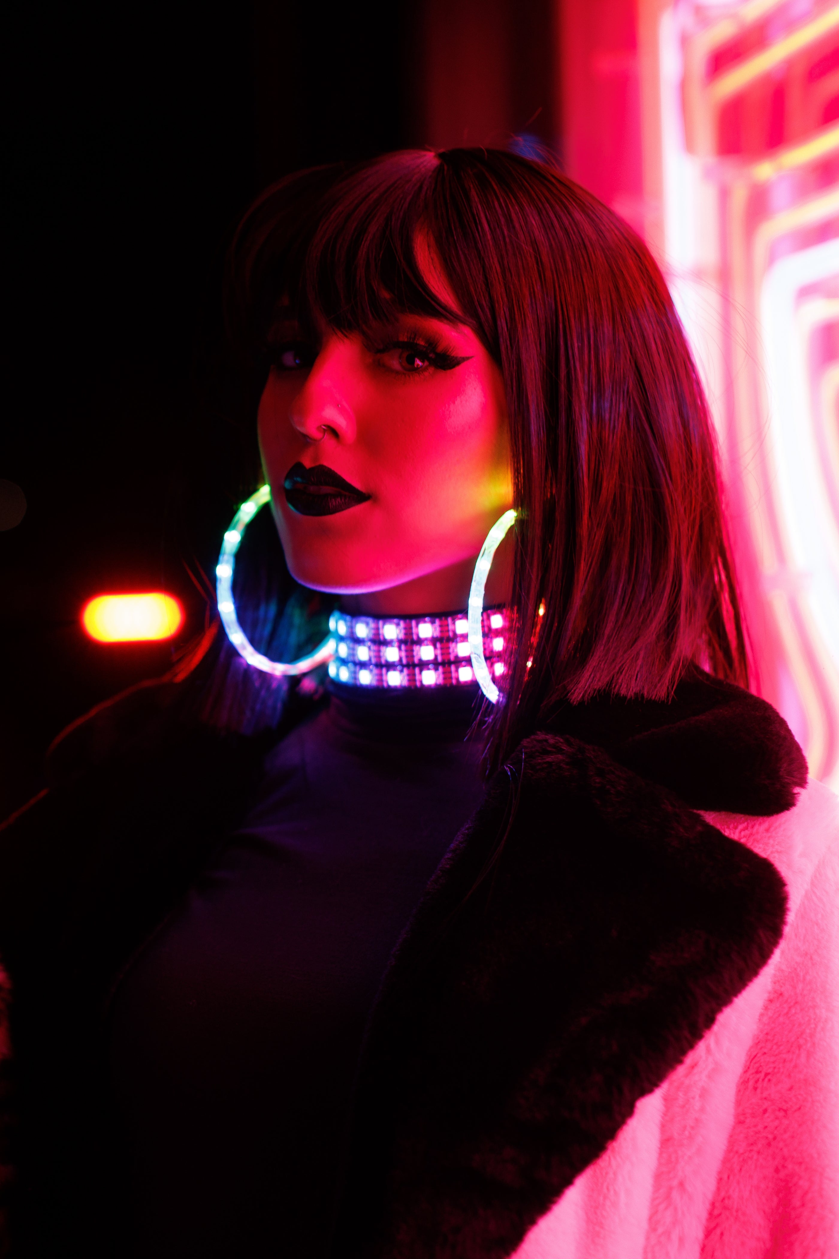 LED Clip-on Hoop Earrings with Battery Pack